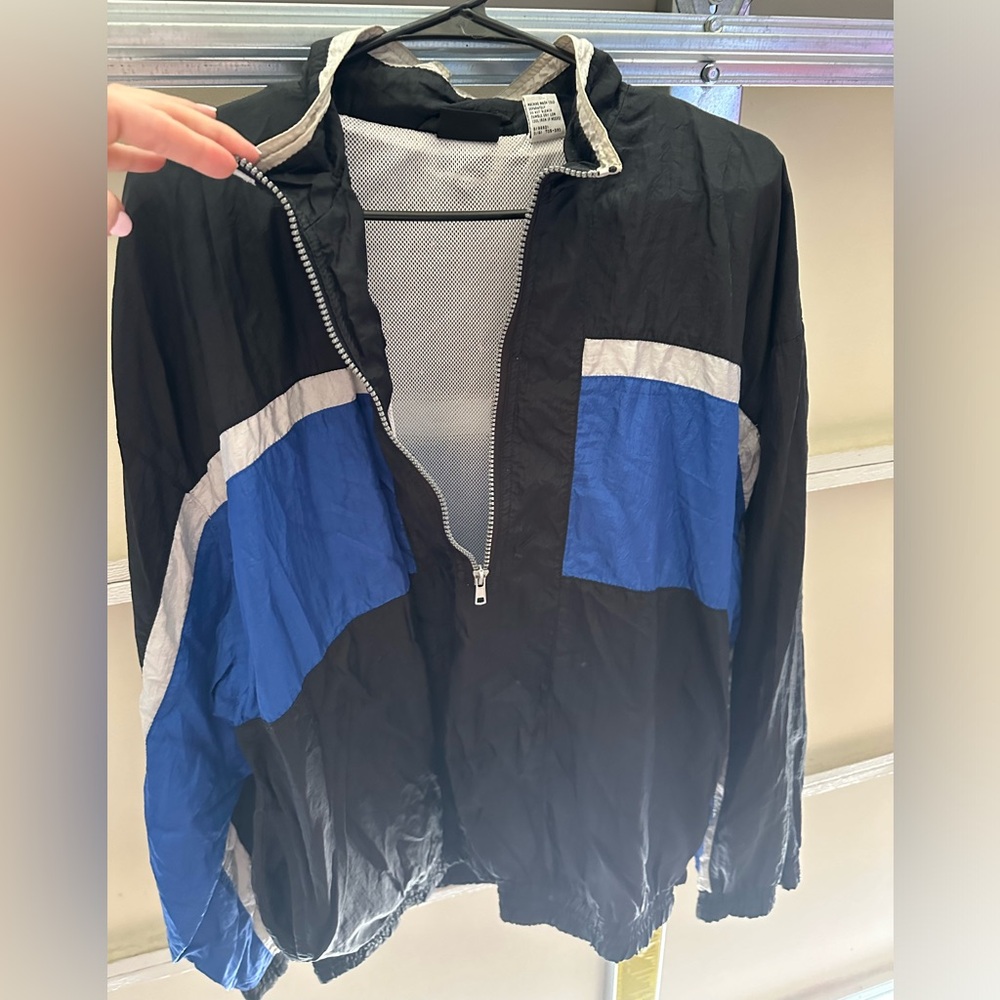 Vintage pull over zip up windbreaker size large with pockets